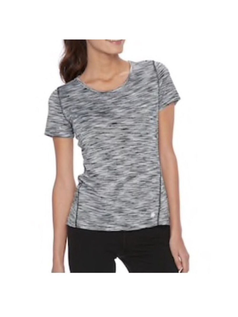 Women’s Tek Gear DryTek Black & White Space-Dye Performance Tee L